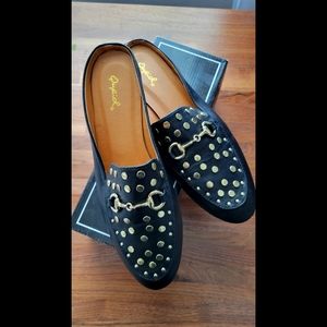 Qupid Gold Studded Women's Slides